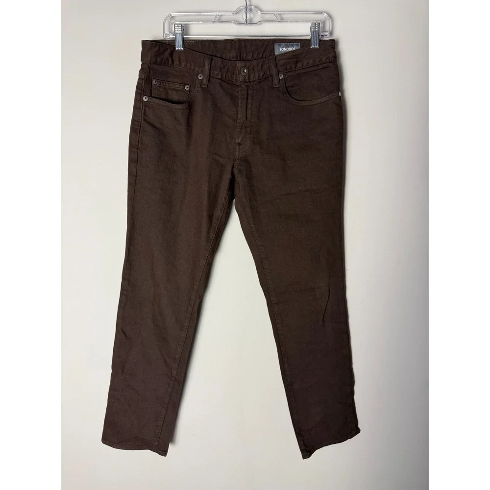 Bonobos Jeans Mens 32x32 Brown Denim Straight Leg Dark Wash Stretch Preppy Pants